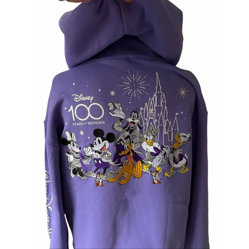 Disneyland Mickey Mouse & Friends Hoodie NEW Disney100 Purple Small - Picture 10 of 15